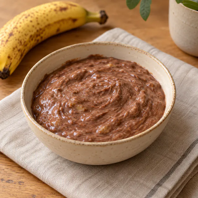 Creme de banana e cacau em uma taça